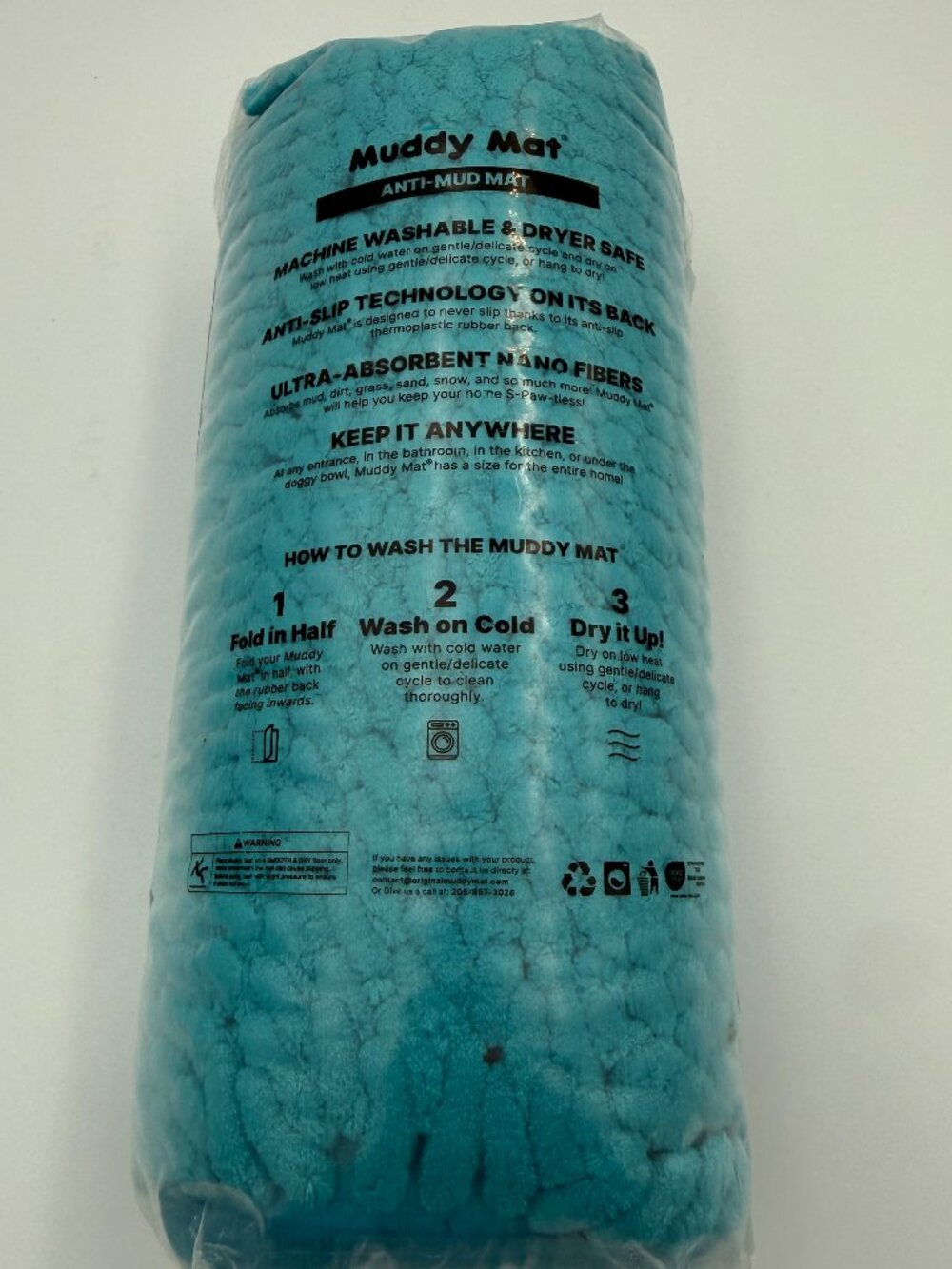 Muddy Mat Anti-Mud Mat Teal 2ft x 3ft Ultra Absorbent Washable Non-Slip Rug